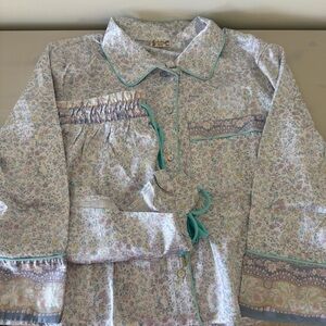 Free People Floral Pajama Set in Light Blue, Pink & Cream